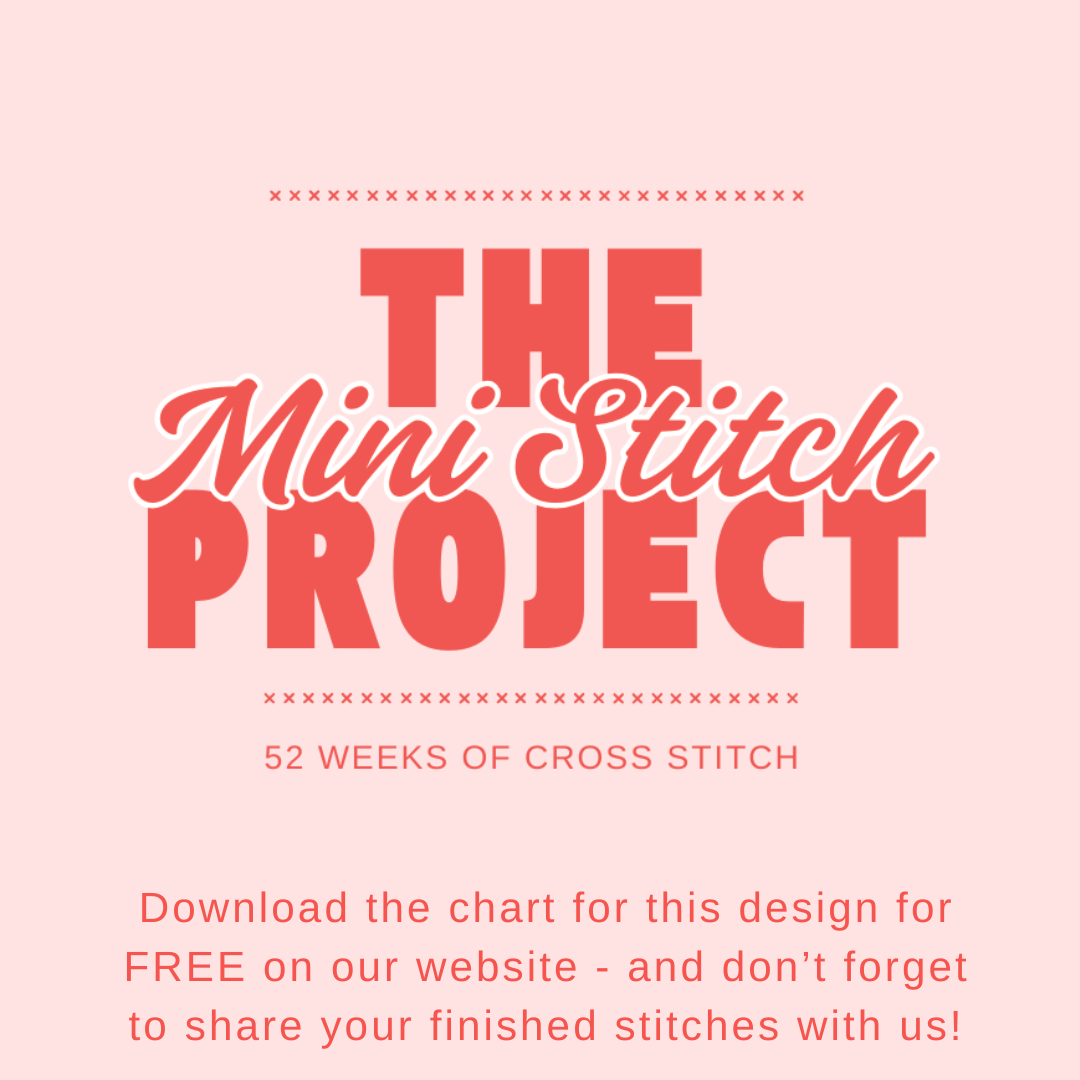 Promotional graphic for 'The Mini Stitch Project' with text on a pink background