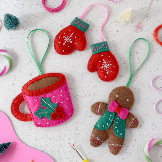 'Cosy Christmas' Felt Decoration Set