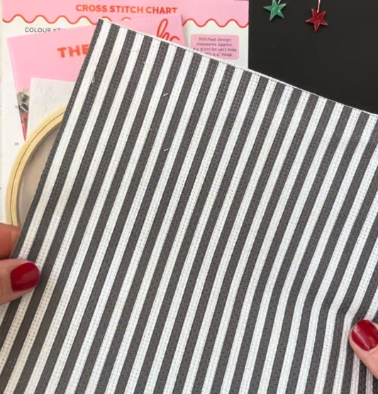 Striped Black + White Aida - 14 Count