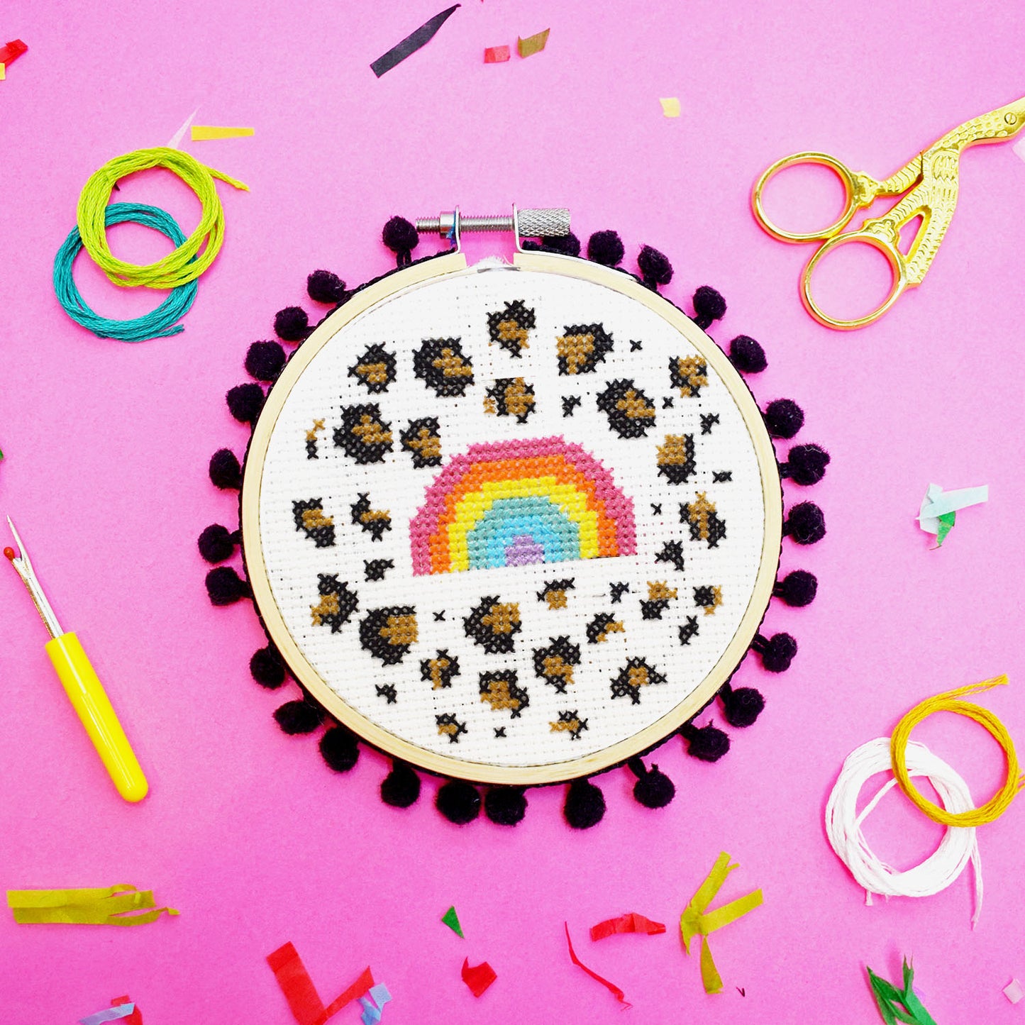 *Discontinued* 'Leopard Rainbow Cross Stitch Kit