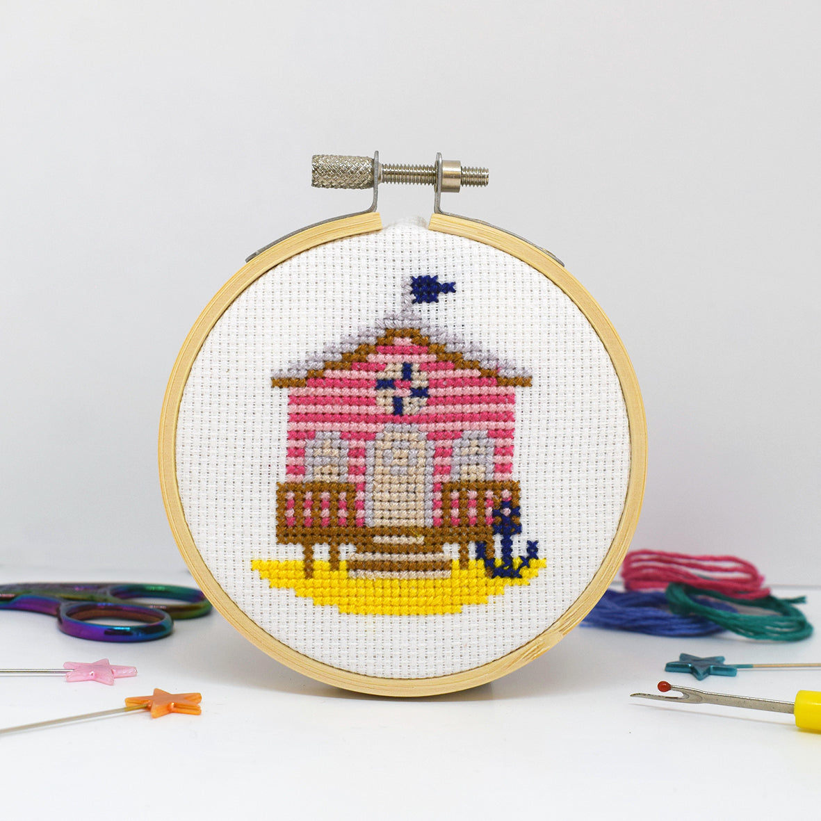 'Beach Hut' Mini Cross Stitch - PDF Pattern