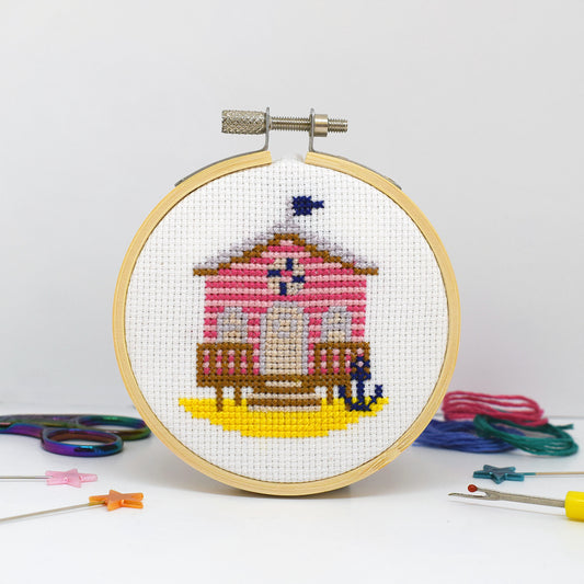 'Beach Hut' Mini Cross Stitch - PDF Pattern