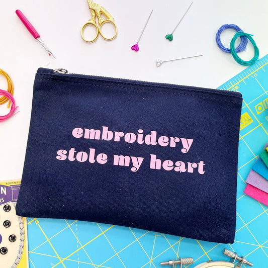 'Embroidery stole my heart' Craft Project Bag *SECOND*