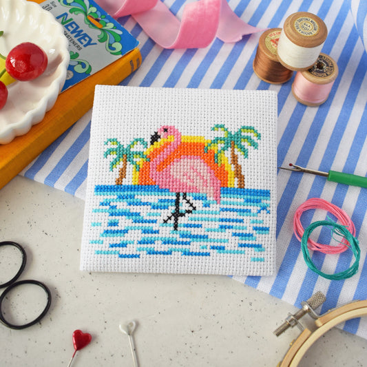 'Tropical Flamingo' Mini Cross Stitch Kit