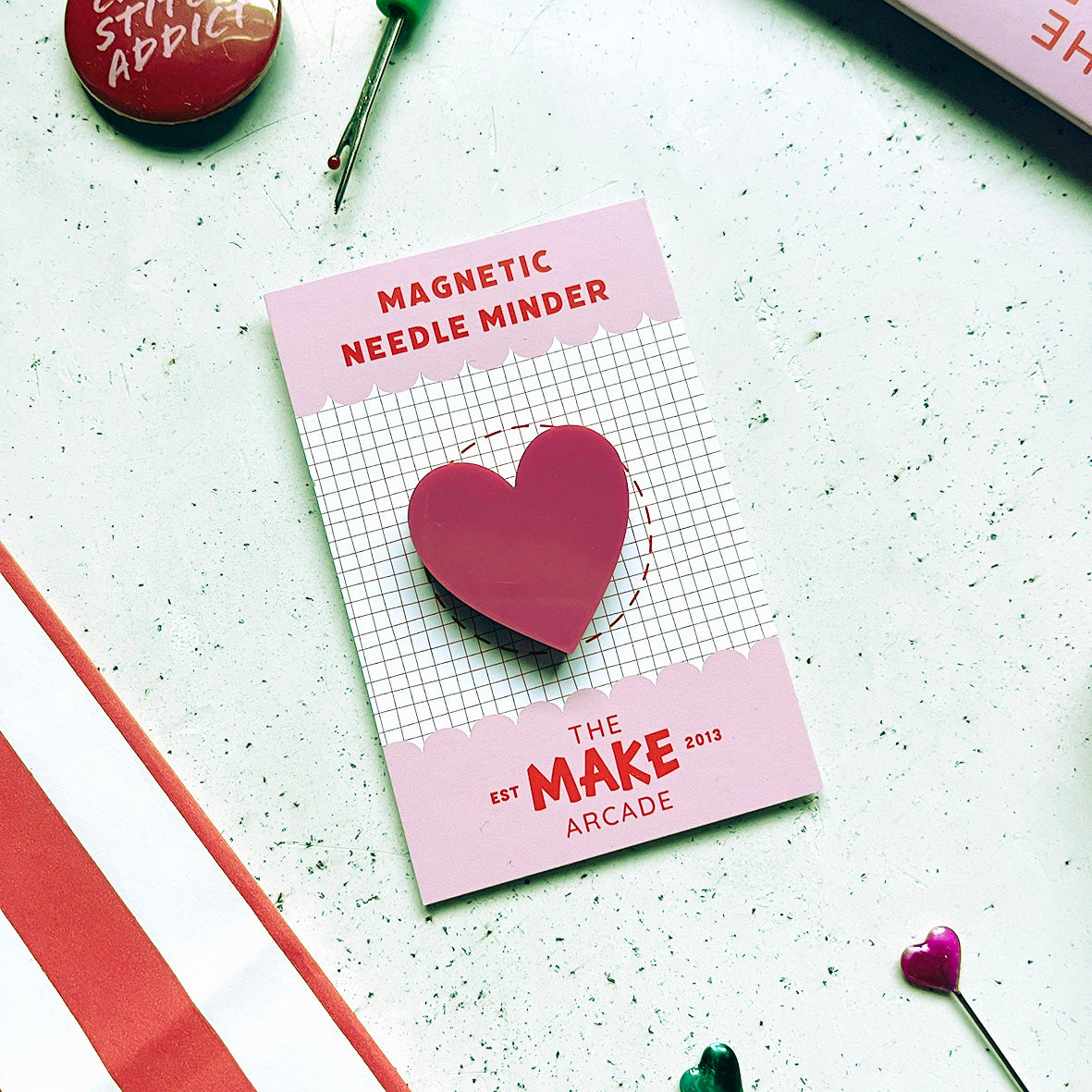 Red Love Heart Needle Minder