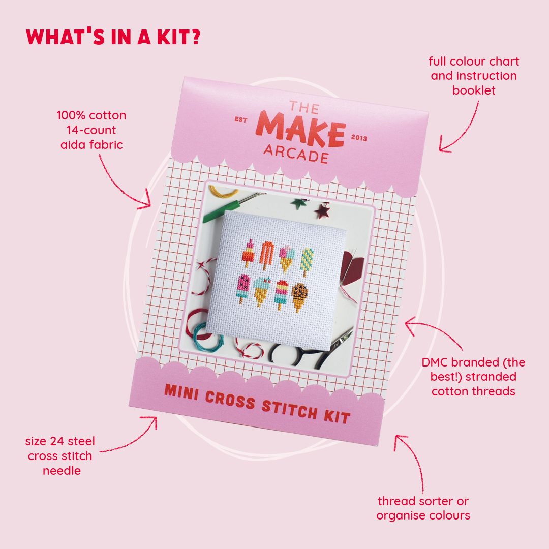 'Ice Cream' Mini Cross Stitch Kit
