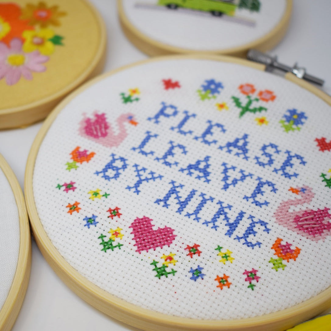 'Please leave by Nine' Large Cross Stitch Kit