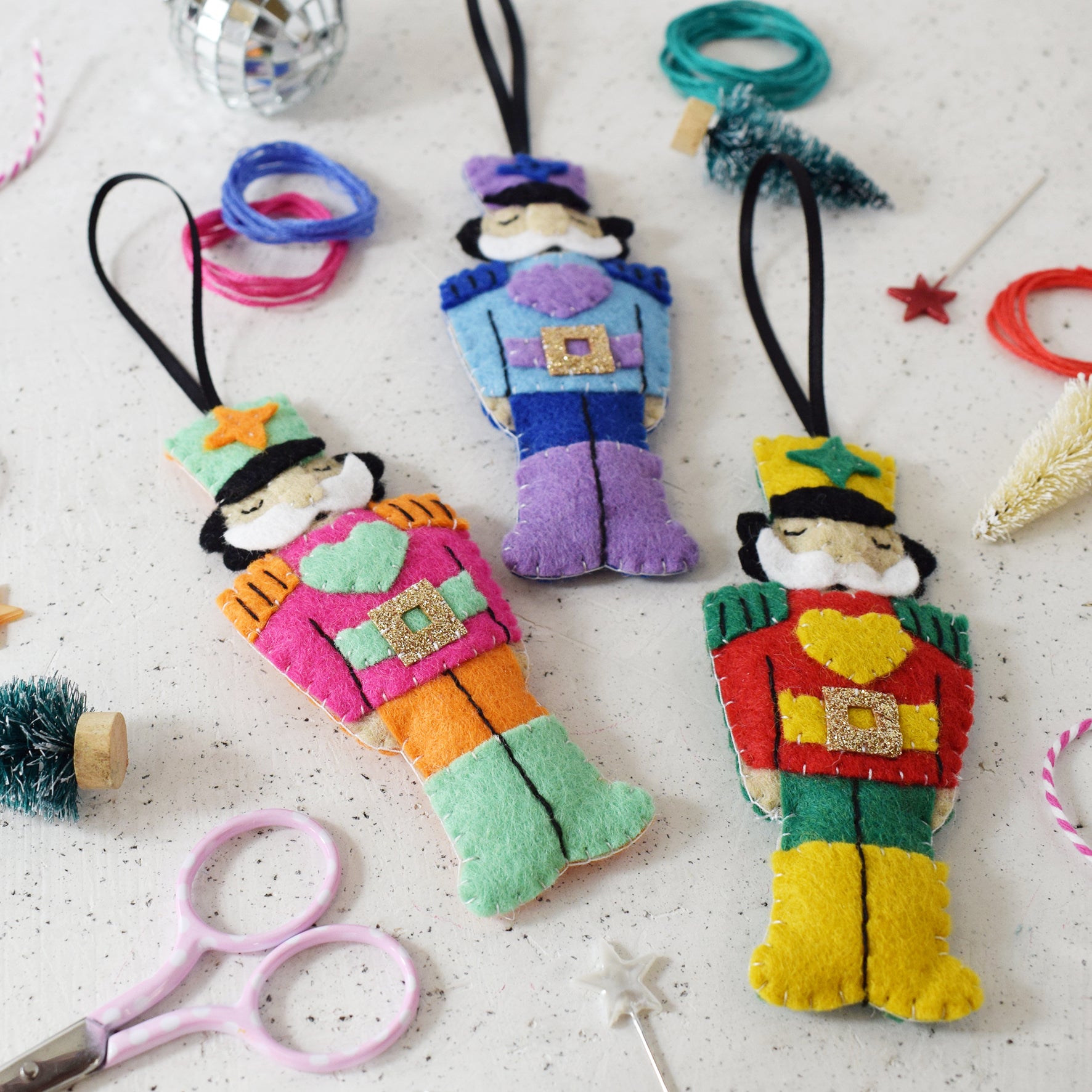 'Rainbow Nutcrackers' Felt Decoration Set The Make Arcade
