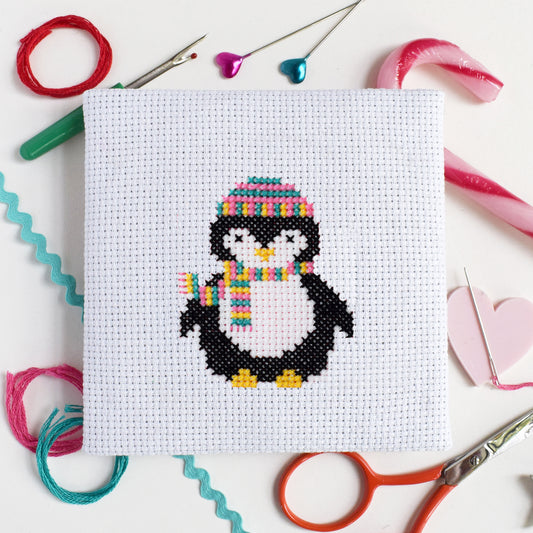 'Cosy Penguin' Mini Cross Stitch Kit