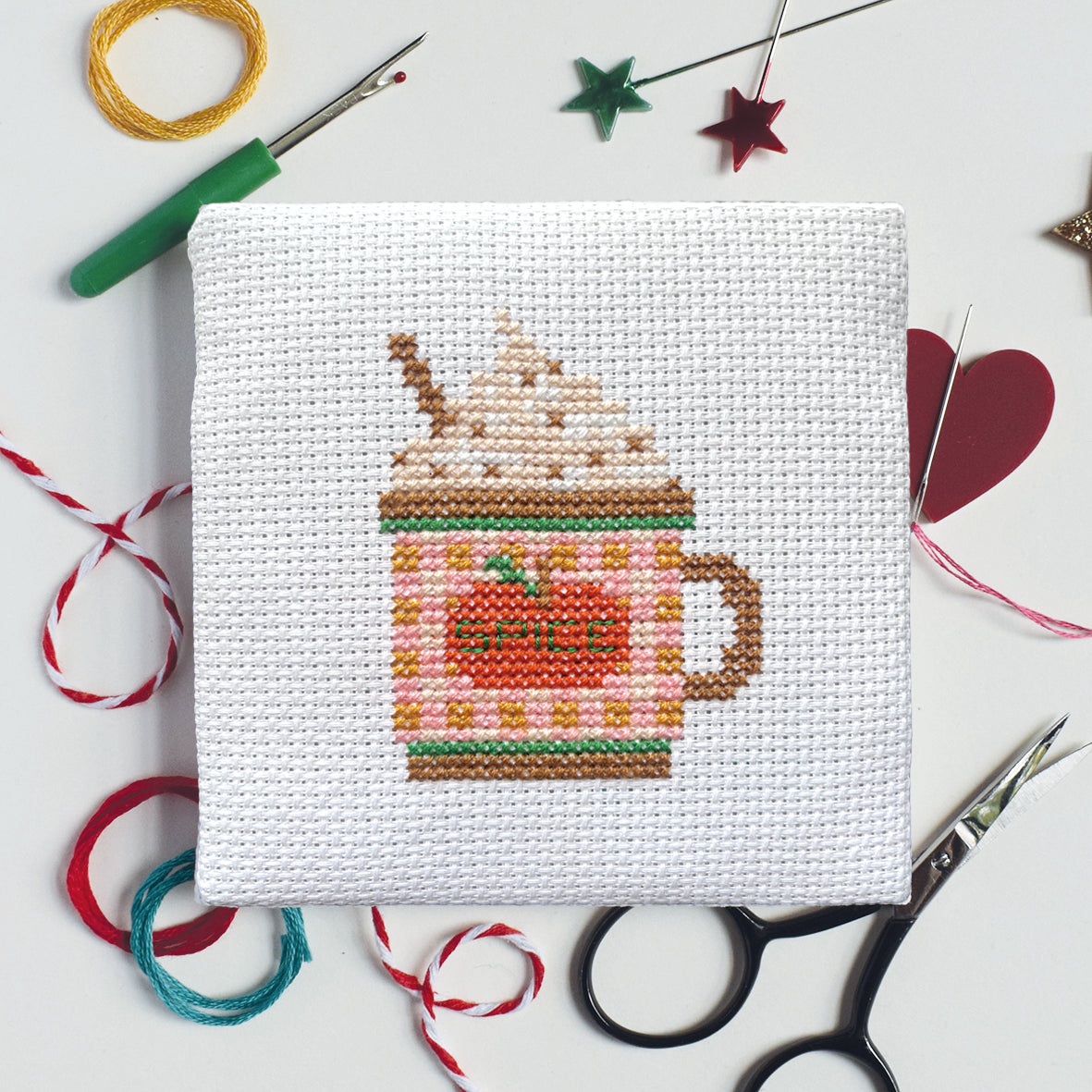 'Pumpkin Spice Latte' Mini Cross Stitch Kit