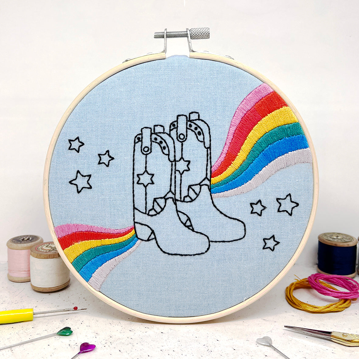 'Rainbow Boots' Large Embroidery Kit