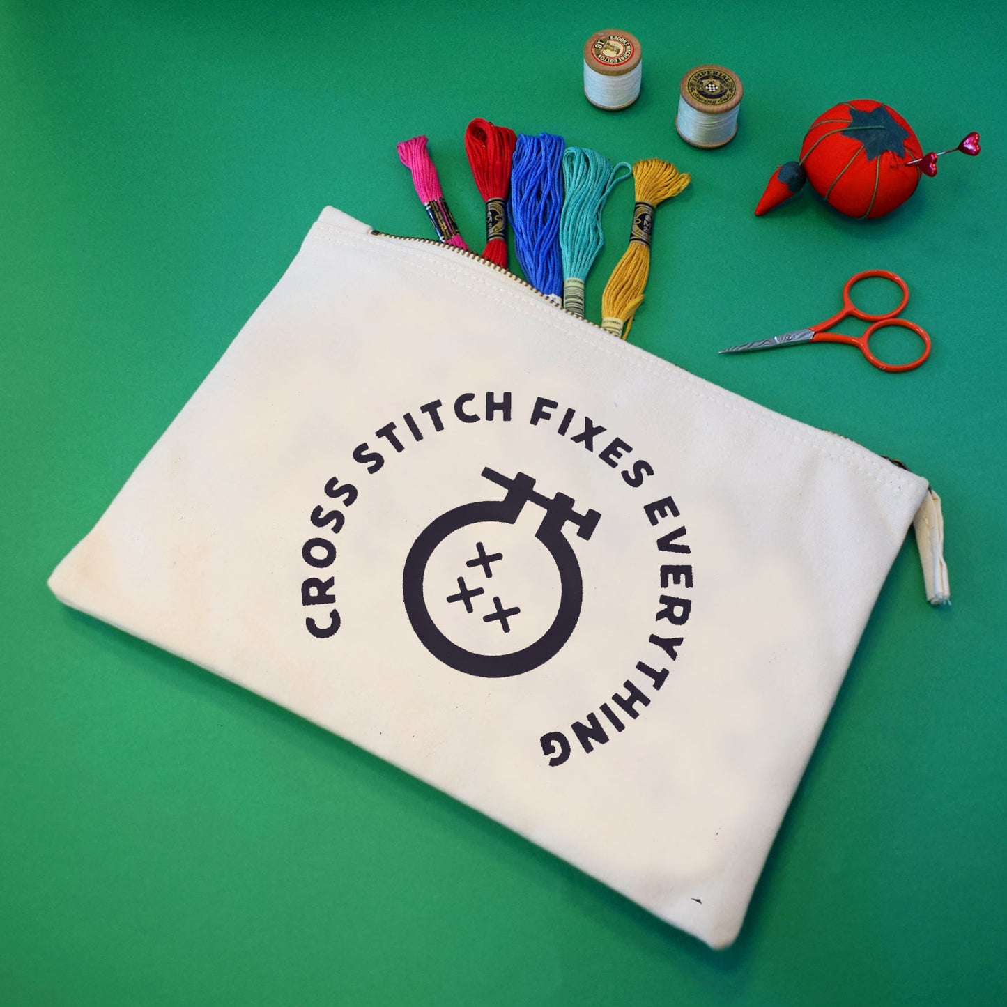 Cross Stitch Fixes Everything - Large Craft Project Bag