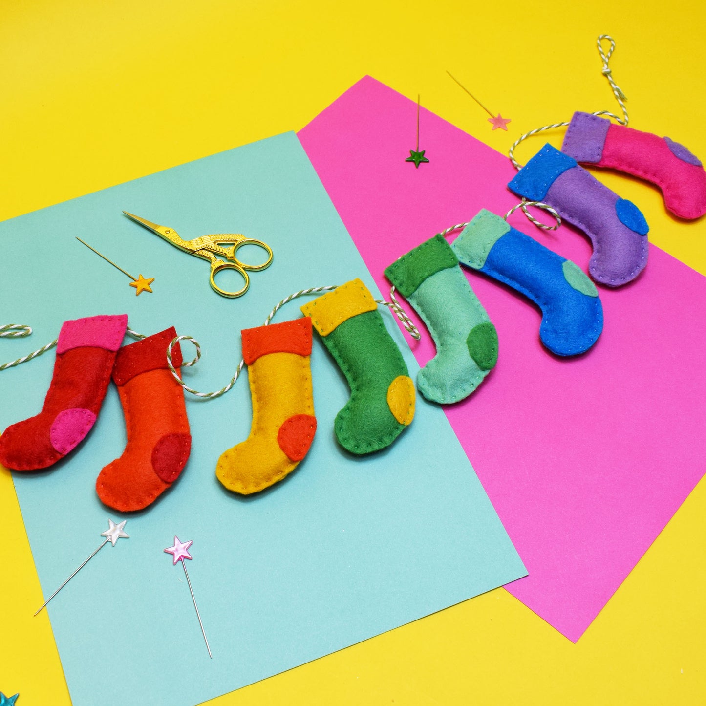 'Rainbow Stockings' Felt Garland Kit