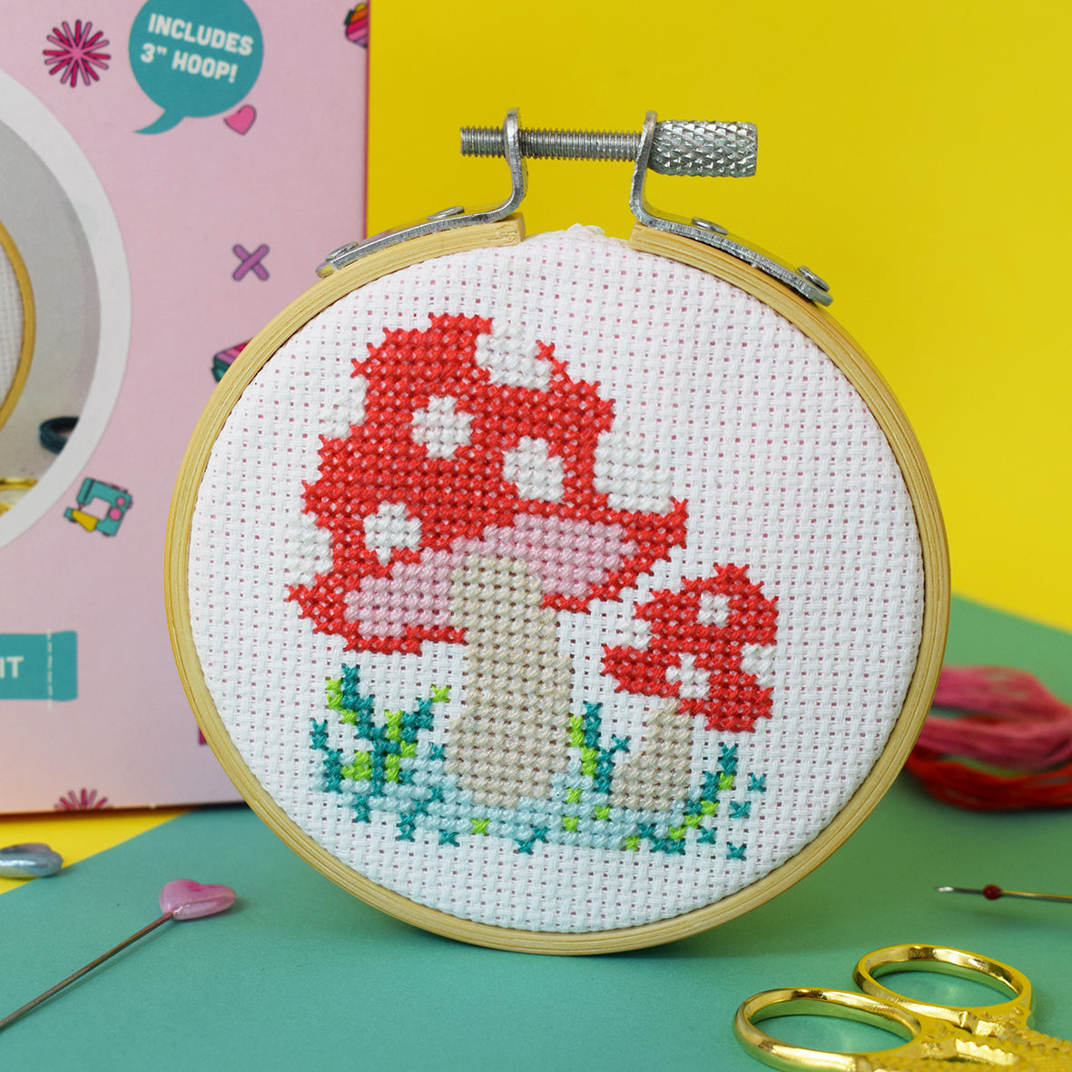 Toadstool Mini Cross Stitch Kit – The Make Arcade