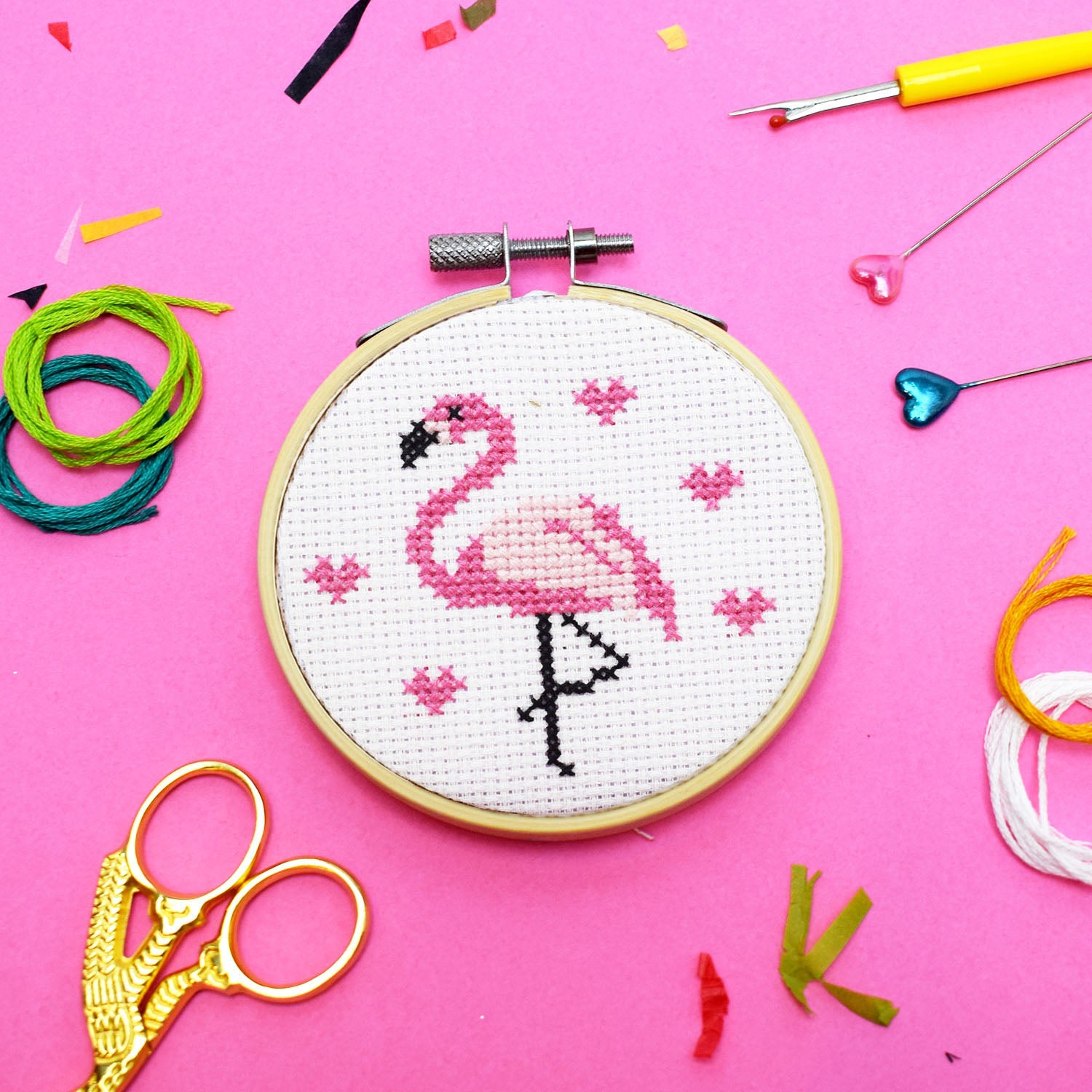 Pretty Flamingo' Mini Cross Stitch Kit – The Make Arcade