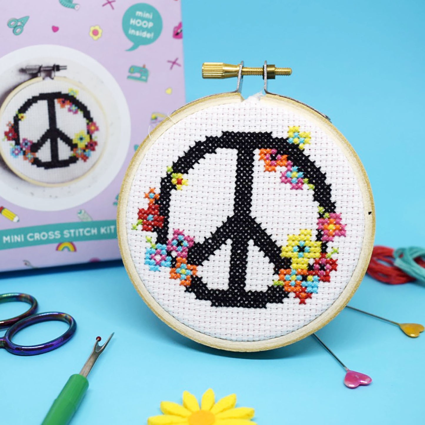 'Peace and Love' Mini Cross Stitch Kit