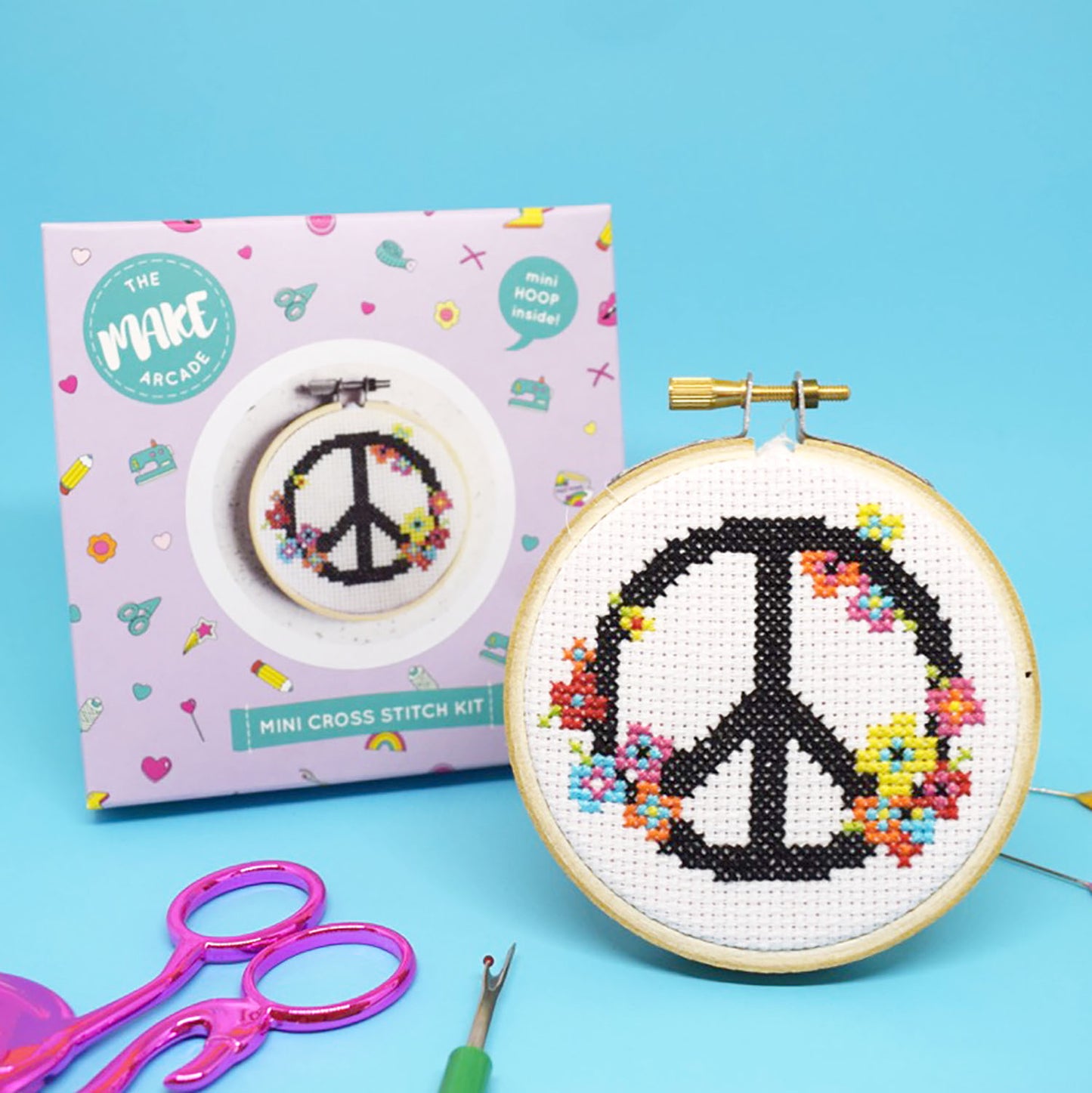 'Peace and Love' Mini Cross Stitch Kit