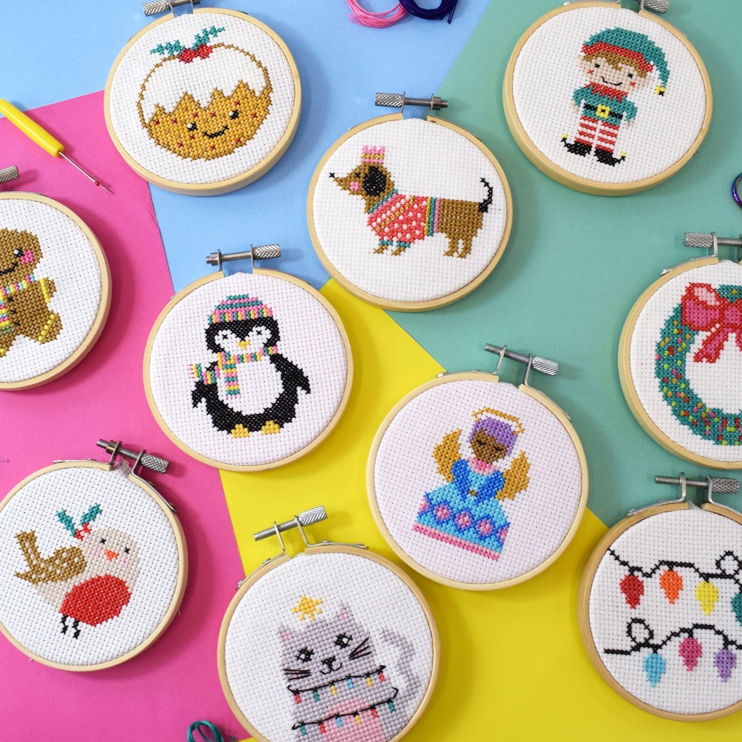 'Festive Kitty' Mini Cross Stitch Kit