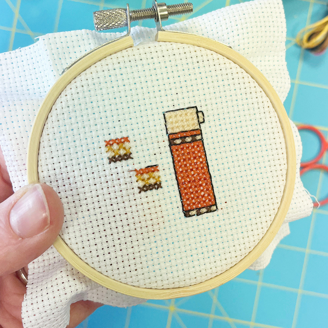 Vintage flask cross stitch design
