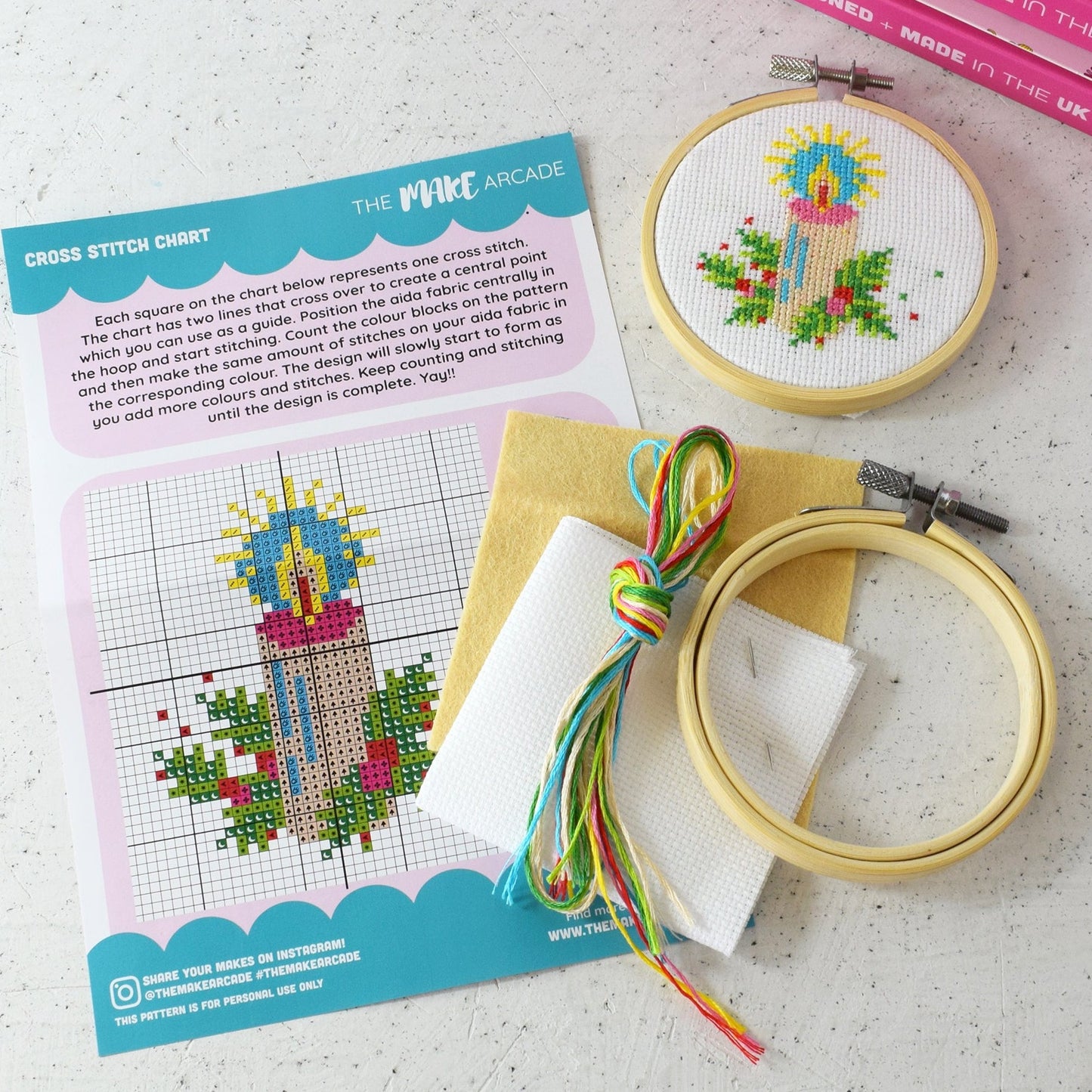 'Retro Candle' Mini Cross Stitch Kit
