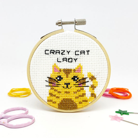 'Crazy Cat Lady' Mini Cross Stitch Kit