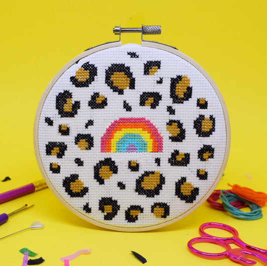 'Leopard Rainbow' Cross Stitch - PDF Pattern