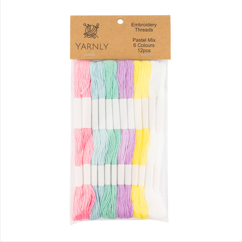 Pastel Rainbow Embroidery Threads