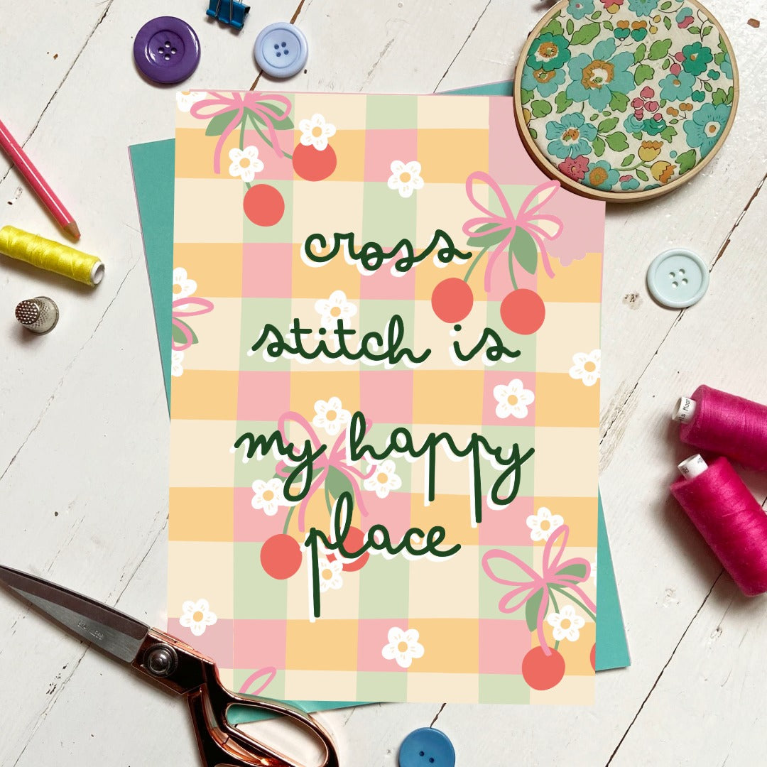 'Cross Stitch is my Happy Place' Stitchy Print
