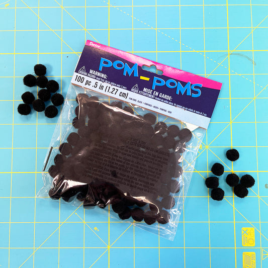 Black pompom pack - 1cm size