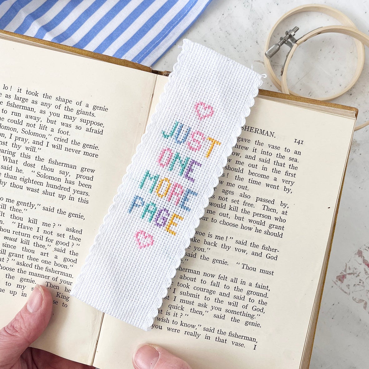 Just one more page cross stitch bookmark