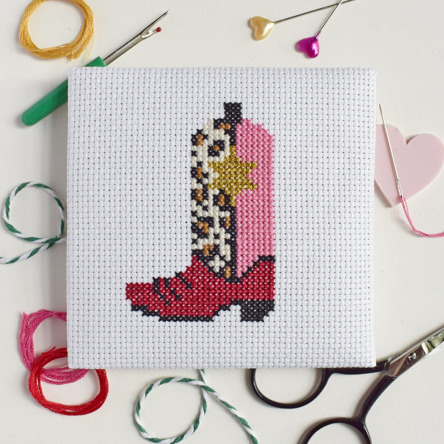 'Cowgirl Boot' Mini Cross Stitch Kit