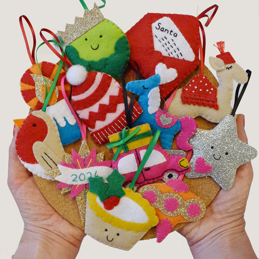 a set of 12 decorations - they are colourful and sparkly