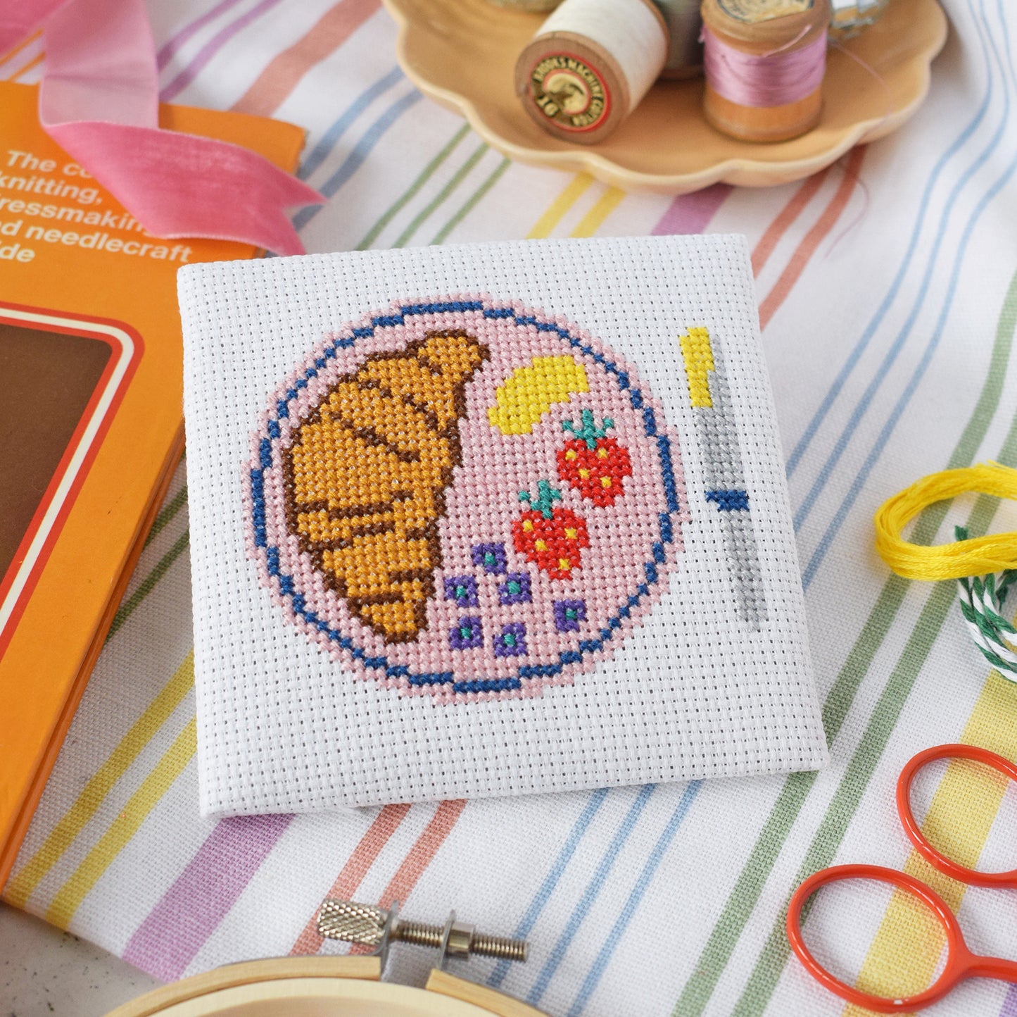 'Croissant' Mini Cross Stitch Kit