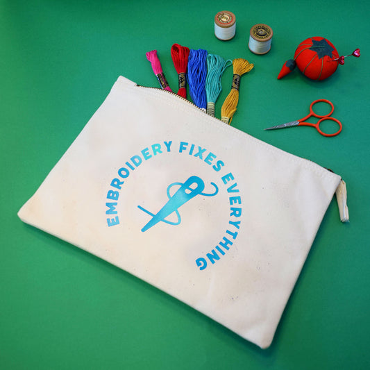 Embroidery Fixes Everything - Large Craft Project Bag