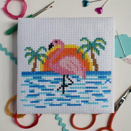 'Tropical Flamingo' Mini Cross Stitch Kit