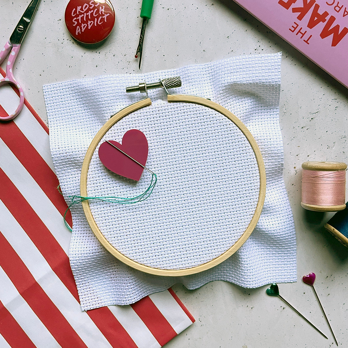 Red Love Heart Needle Minder