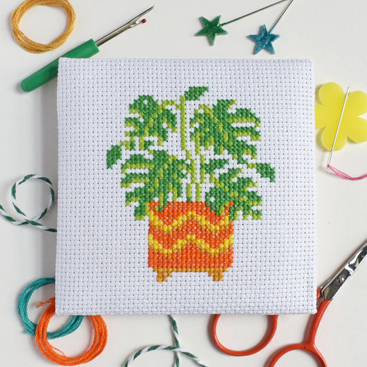 'Monstera' Mini Cross Stitch Kit