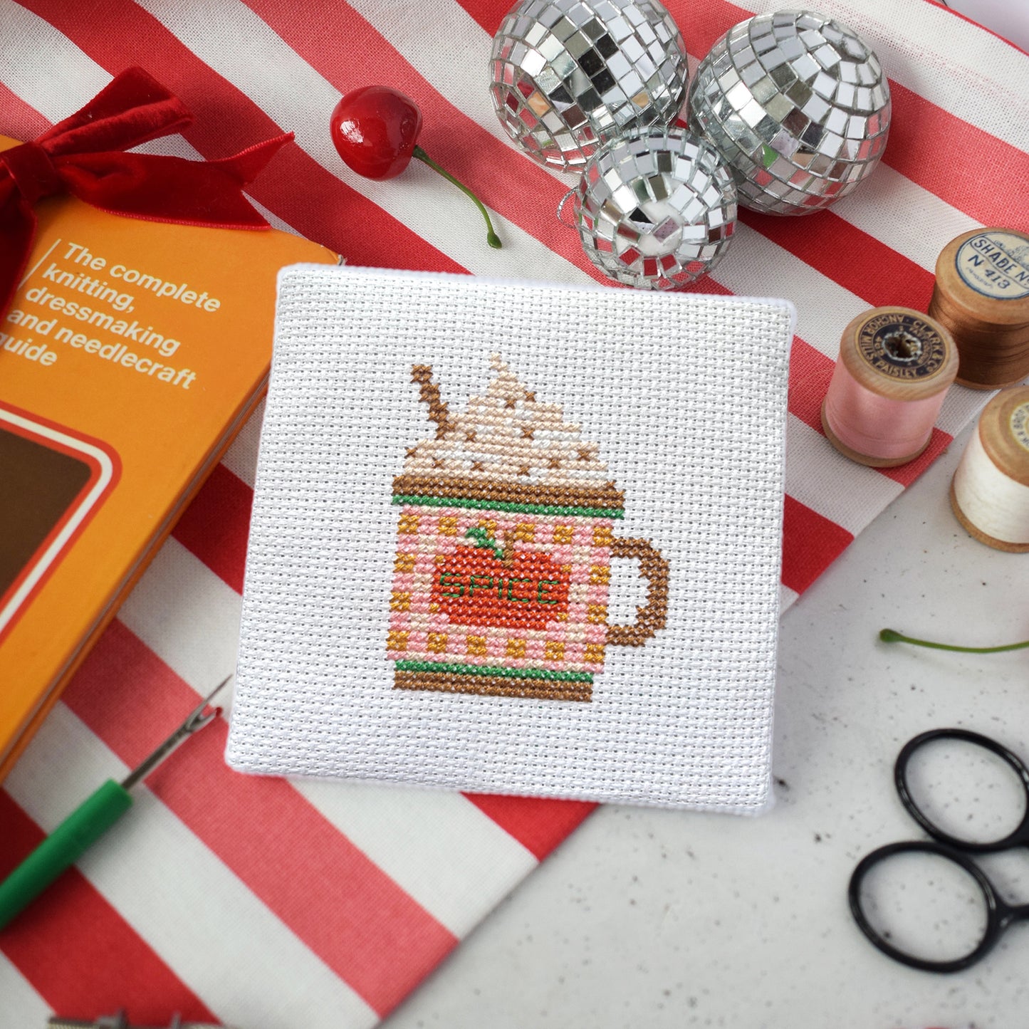'Pumpkin Spice Latte' Mini Cross Stitch Kit