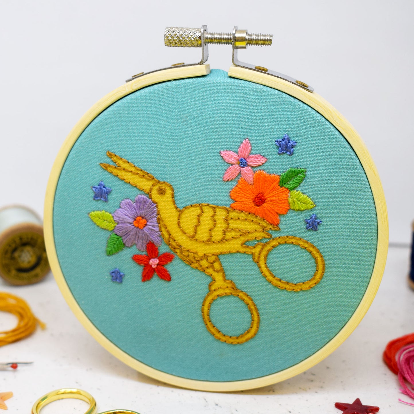 'Stork Scissors' Mini Embroidery Kit