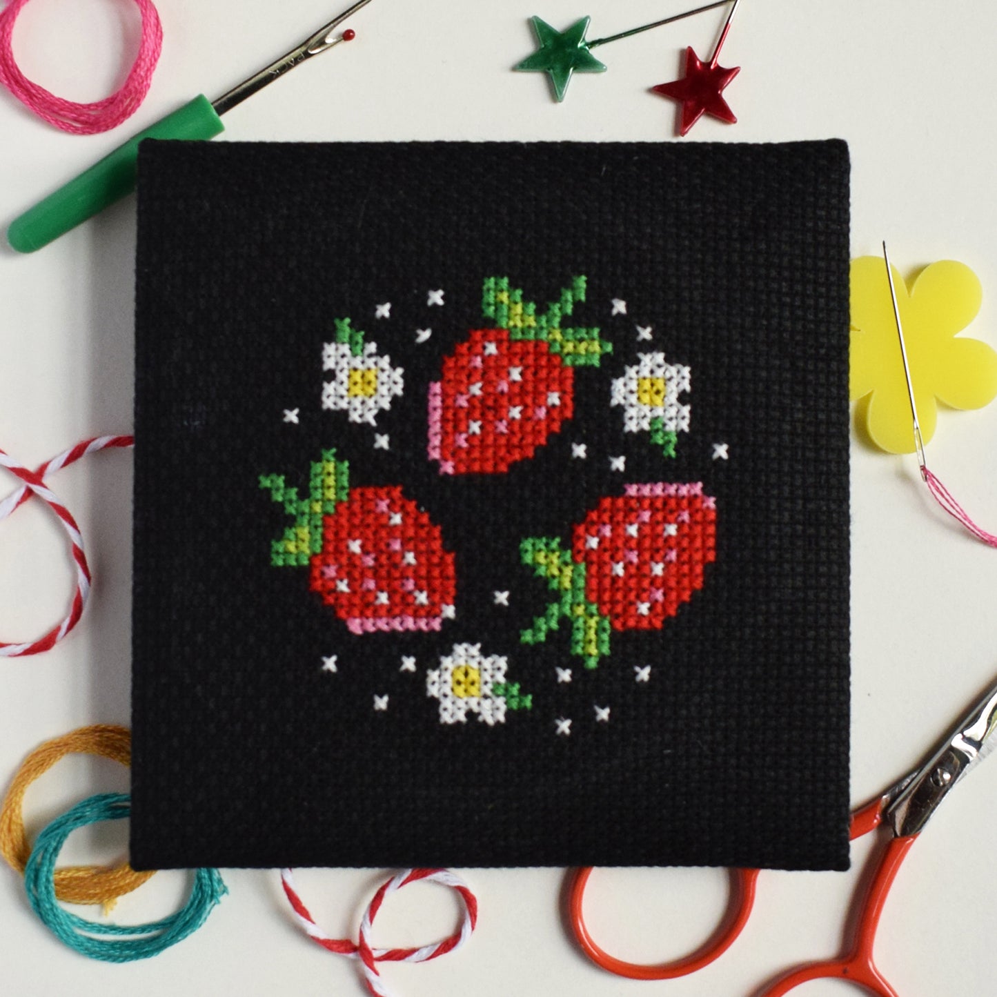 'Strawberry Patch' Mini Cross Stitch Kit