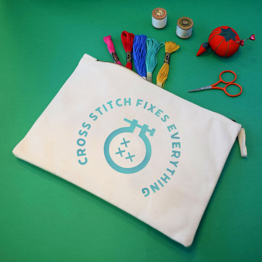 Cross Stitch Fixes Everything - Large Craft Project Bag