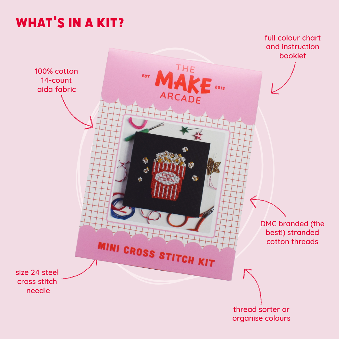 'Popcorn' Mini Cross Stitch Kit