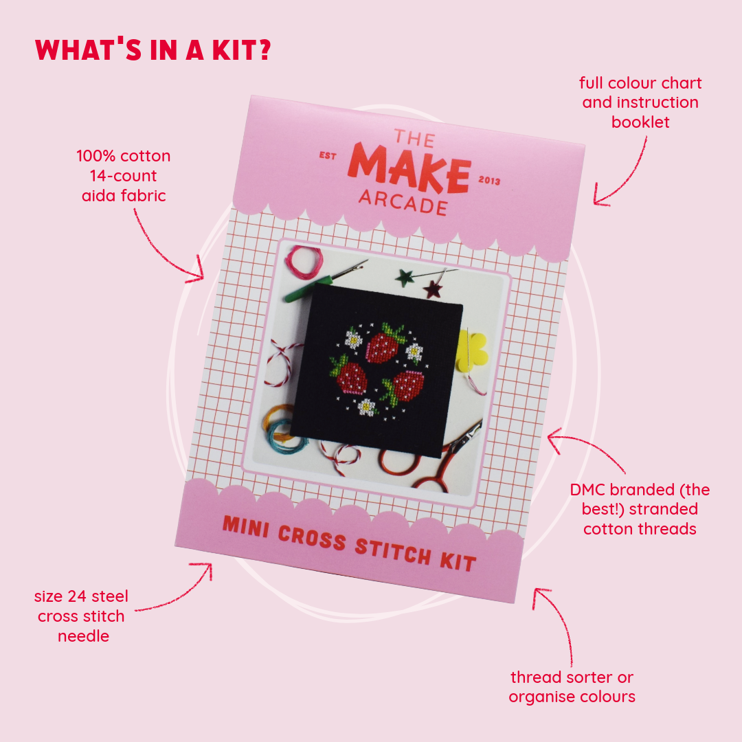 'Strawberry Patch' Mini Cross Stitch Kit