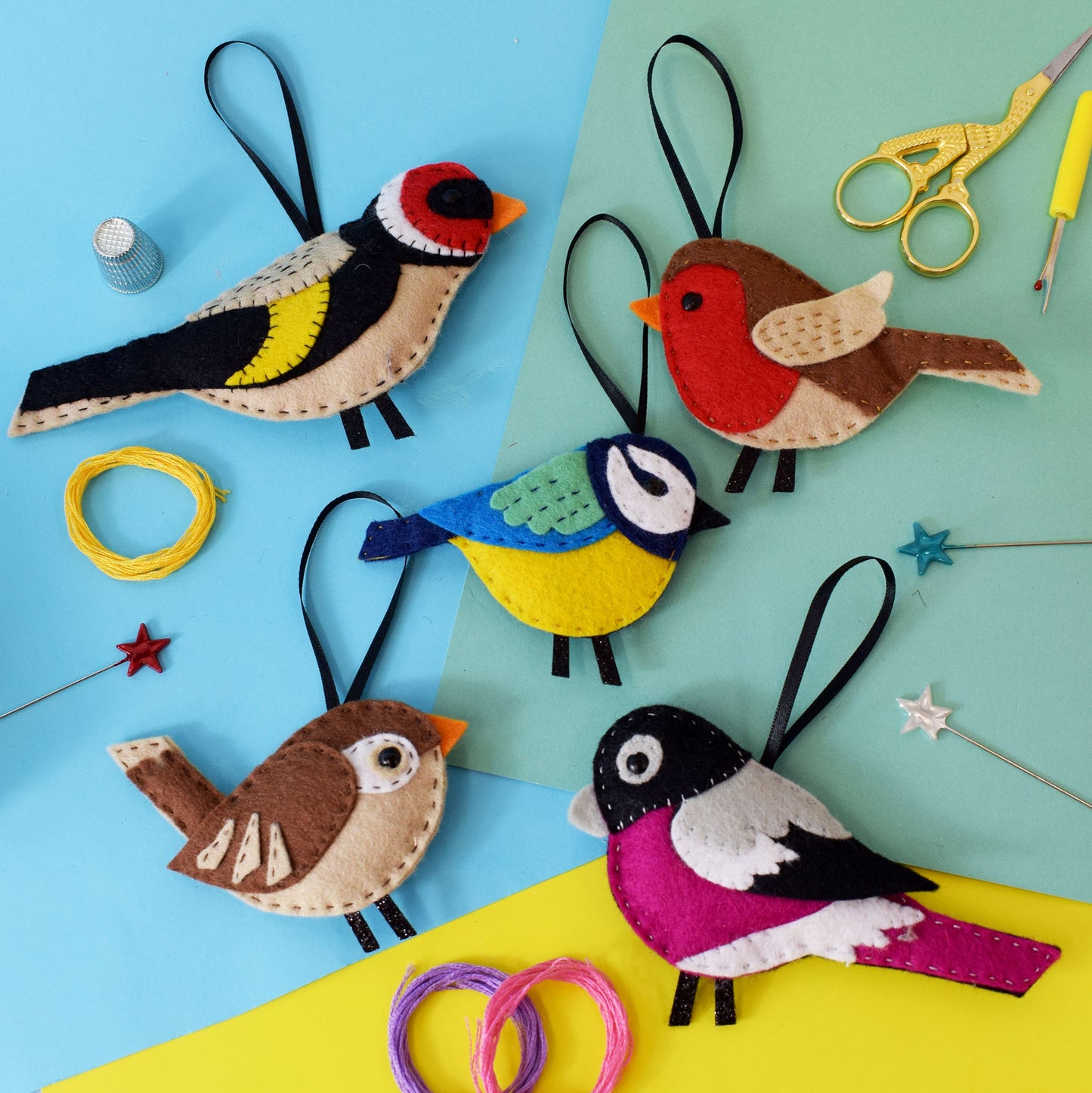 Garden Birds Felt Decoration Set