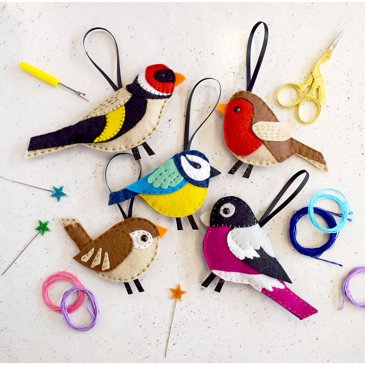 Garden Birds Felt Decoration Set