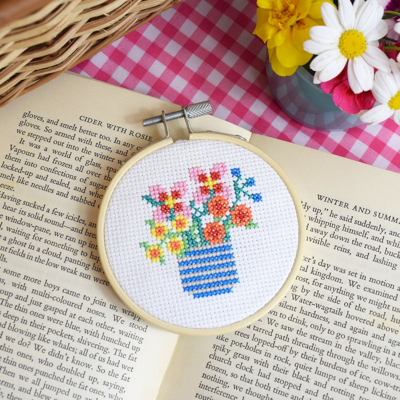 Wildflower Vase Mini Cross Stitch Kit