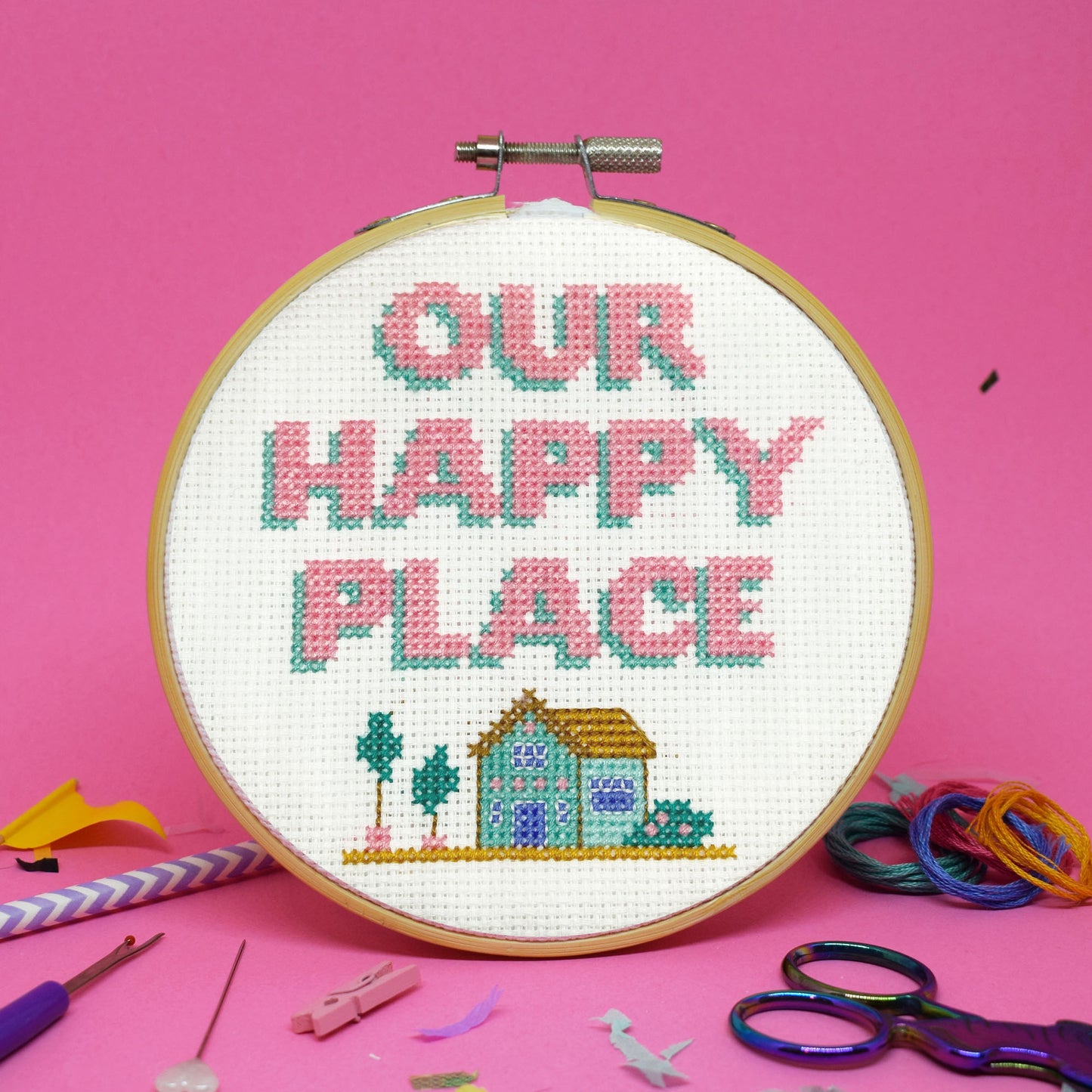 'Our Happy Place' Large Cross Stitch Kit