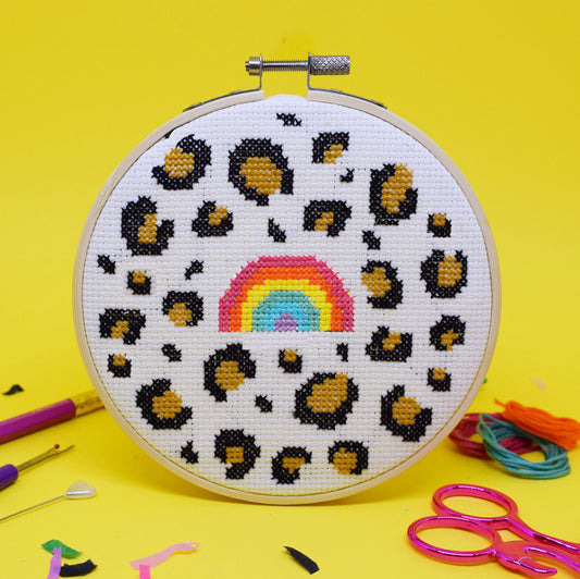 'Leopard Rainbow' Large Cross Stitch Kit