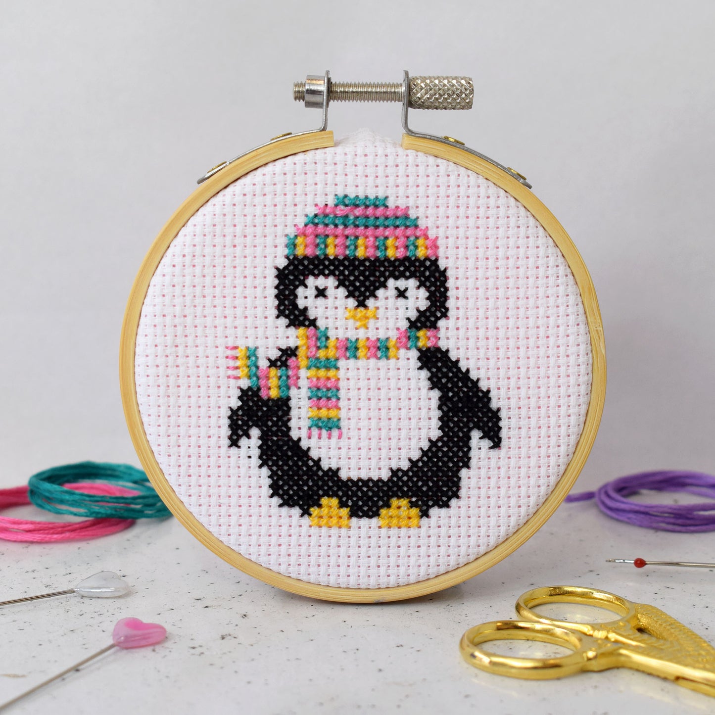 'Cosy Penguin' Mini Cross Stitch Kit