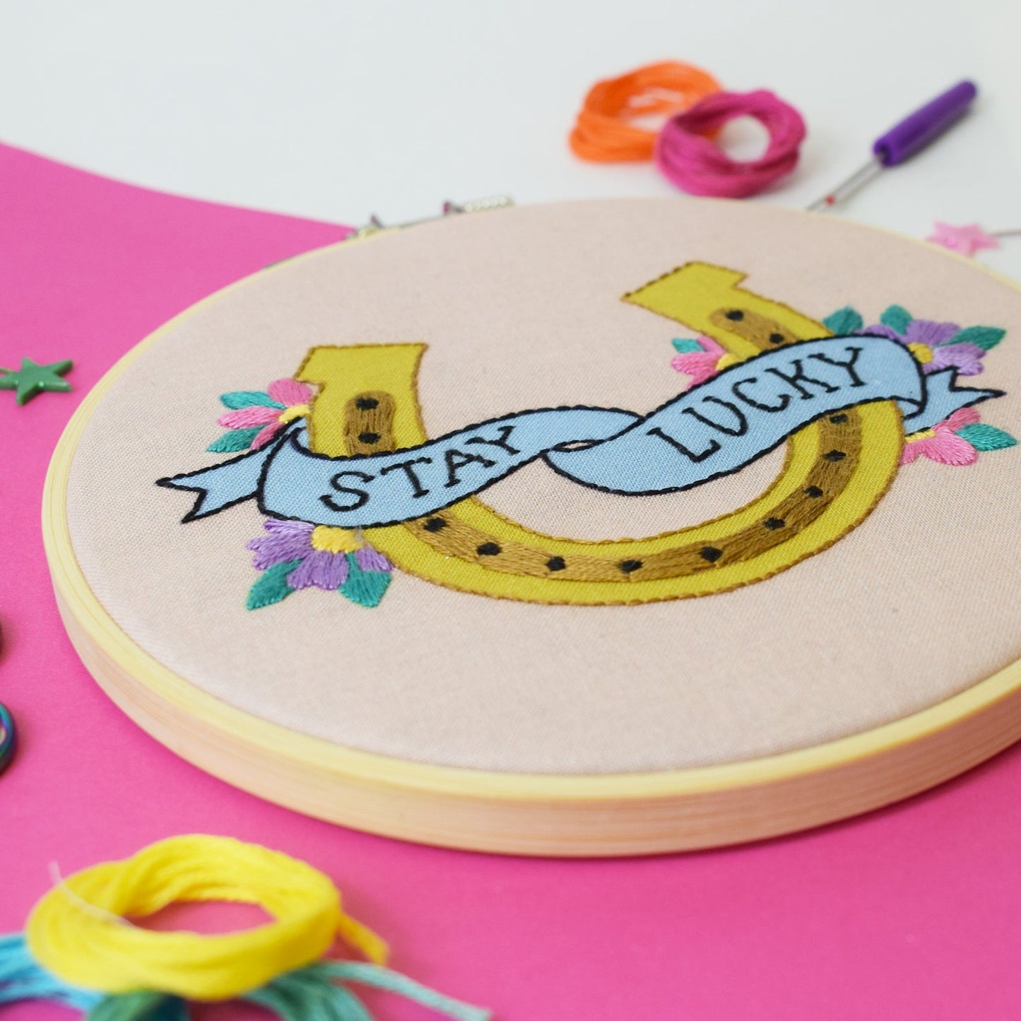 'Stay Lucky' Large Embroidery Craft Kit